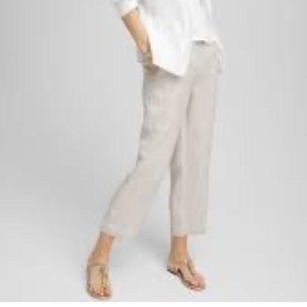 Chicos Linen High Rise Crop Cuffed Capris